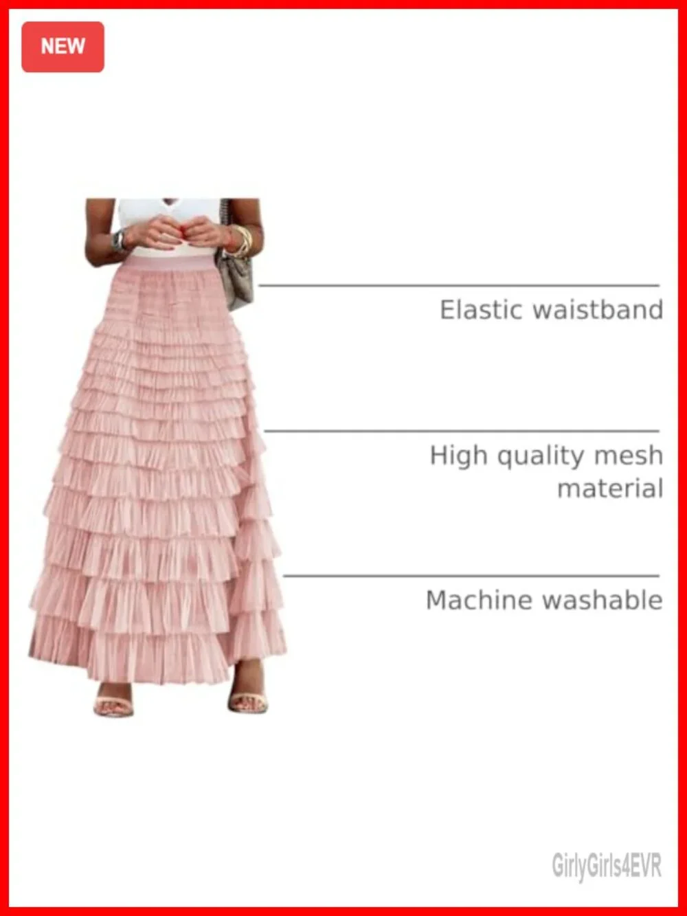 Women's Long Maxi Tiered Tulle Skirt A-Line Ruffle Layered Fairy Skirt